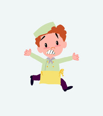 Chef running terrified.