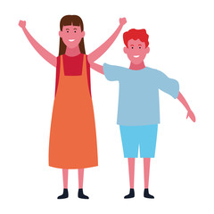 Cute kids smiling cartoon isolated