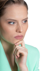 Portrait of beautiful young businesswoman posing isolated on white