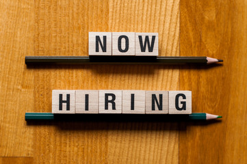 Now hiring word concept