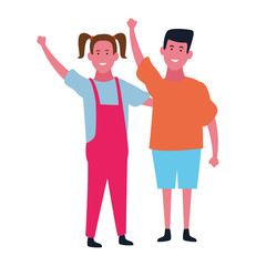Cute girl and boy cartoon