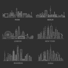 Fototapeta premium Cities skylines. Vector illustration