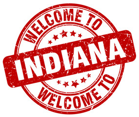 welcome to Indiana red round vintage stamp