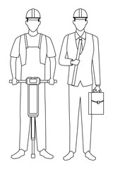 Construction teamwork avatar in black and white