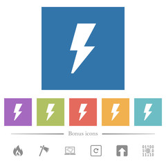 Flash flat white icons in square backgrounds