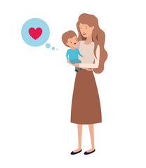 woman with baby and speech bubble avatar character