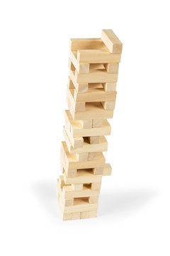 Wood blocks stack game, background concept