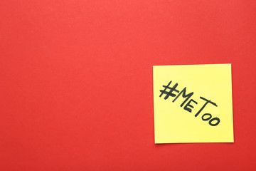 Paper with text Me Too on red background