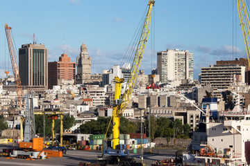 Naklejka premium Montevideo Port, Uruguay seen from Cruise Ship
