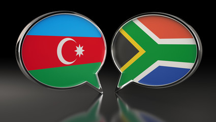 Azerbaijan and South Africa flags with Speech Bubbles. 3D Illustration