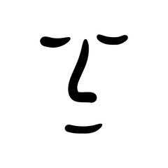 Kind human face minimalism style hand drawn cartoon with closed eyes