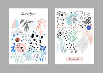 Collection of creative universal artistic cards. Hand Drawn textures. Trendy Graphic Design for banner, poster, card, cover, invitation, placard, brochure, flyer. Vector