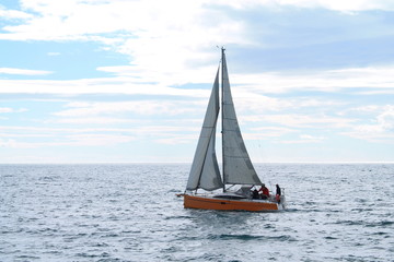 Fototapeta na wymiar Sail boat in mediterranean sea, France