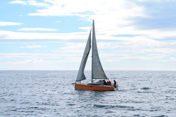 Fototapeta premium Sail boat in mediterranean sea, France