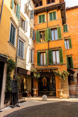 Fototapeta na wymiar View of the downtown streets in Verona, Italy