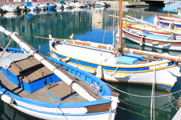 Colorful traditional boats in Sete, a seaside resort and singular island in the Mediterranean sea, it is named the Venice of Languedoc Rousillon, France