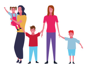 Fototapeta premium Family and kids cartoons isolated