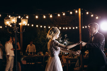 Beautiful wedding couple dancing