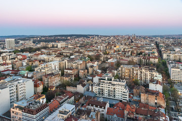 Fototapeta na wymiar Belgrade, Serbia March 31, 2019: Panorama of Belgrade. The photo shows the Belgrade municipalitys of Palilula, Vracar and Zvezdara.