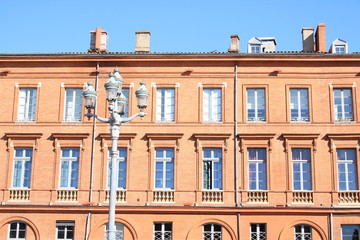 Fototapeta na wymiar Architectural styles in Toulouse, the major city of Southwestern France and historical capital of Languedoc