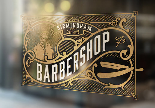 Gold Vintage Barbershop Logo