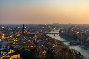 Beautiful sunset view of Verona, Veneto region, Italy