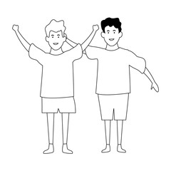 Cute boys friends in black and white