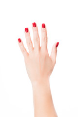 Stylish trendy female manicure. red manicure nails