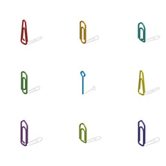 Set of various 3D office clips, vector illustration.
