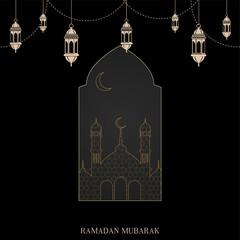 Ramadan Kareem greeting card with Islamic ornaments. Vector