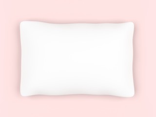 White rectangle pillow isolated on pink background. 3d illustration. 
