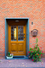  wooden house door in German small town