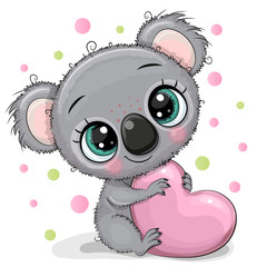 Cute Cartoon Koala with heart © reginast777