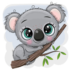 Cartoon Koala sitzt auf einem Baum