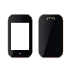 Smartphones realistic in black and white color, with a blank screen. Mockup for placing your content. Isolated on white background.