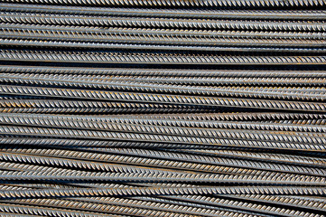 Close-up on reinforcing steel. Steel reinforcement close-up.