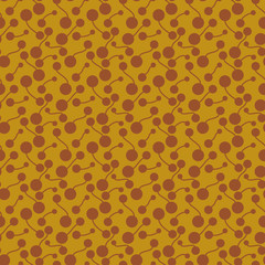 Flat bright abstract biological elements. Simple hand-drawn, dotted, retro brown ornament for textile, prints, wallpaper, wrapping paper, web etc.