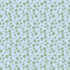 Flat bright abstract biological elements. Simple hand-drawn, dotted, retro blue ornament for textile, prints, wallpaper, wrapping paper, web etc.