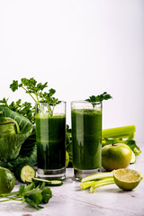 Detox health smoothie with green spinach and kale.