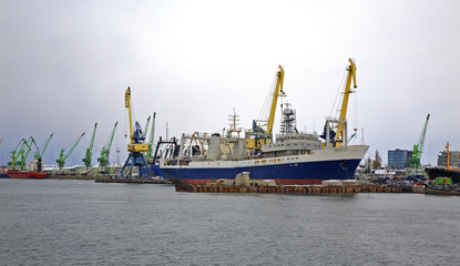 Naklejka premium Port in Klaipeda. Lithuania