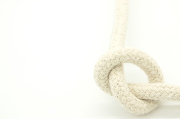 Rope, rope. Nodes. On white background. Close up.