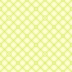 Simple classic geometric ornament with bright lines and circles. Vector seamless pattern for textile, prints, wallpaper, wrapping paper, web decor etc.