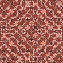 Simple classic geometric ornament with brown lines and circles. Vector seamless pattern for textile, prints, wallpaper, wrapping paper, web decor etc.