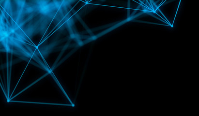 Abstract polygonal neural space background with connection structure. 3d rendering, illustration