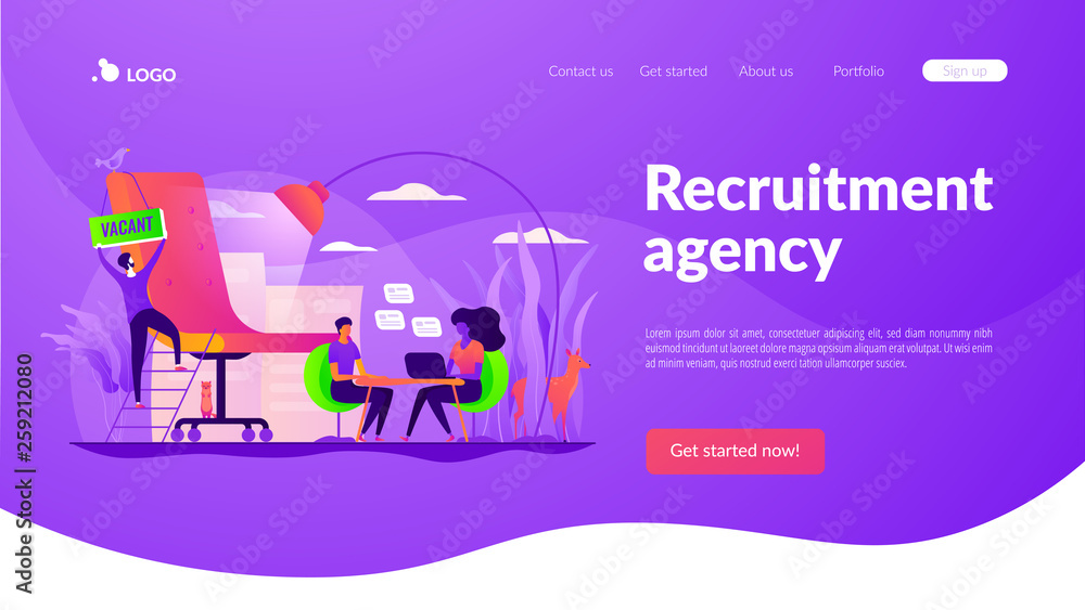 Poster recruitment agency, human resources service, recruitment network and candidate interview concept. we