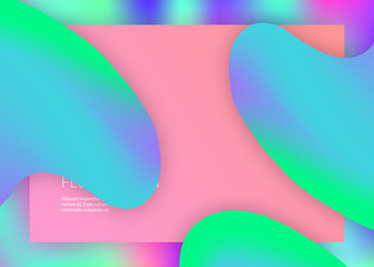 Liquid fluid. Business interface, banner template. Vivid gradient mesh. Holographic 3d backdrop with modern trendy blend. Liquid fluid with dynamic elements and shapes. Landing page.