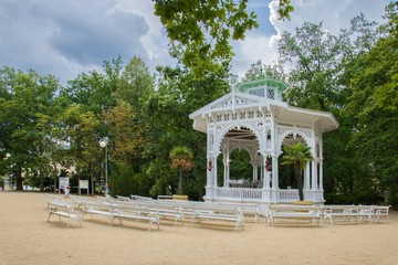 Musical pavilion in autumn - Frantiskovy Lazne (Franzensbad) - great Bohemian spa town is situated...