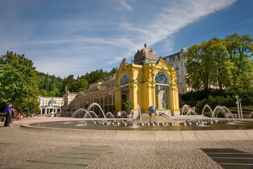 Main colonnade and Singing fountain in Marianske Lazne (Marienbad) - great famous Bohemian spa town...