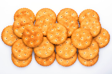 crackers closeup. crackers on a white background. biscuit