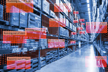 Smart retail use augmented reality mixed virtual reality technology to show the data analysis keep...